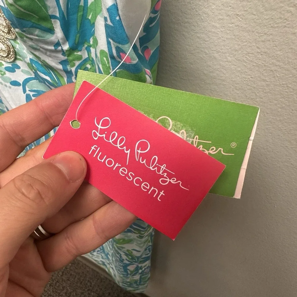 Lilly Pulitzer Fluorescent Janice Midi Dress Womens Size 14 Summer Turquoise NWT - Picture 5 of 8